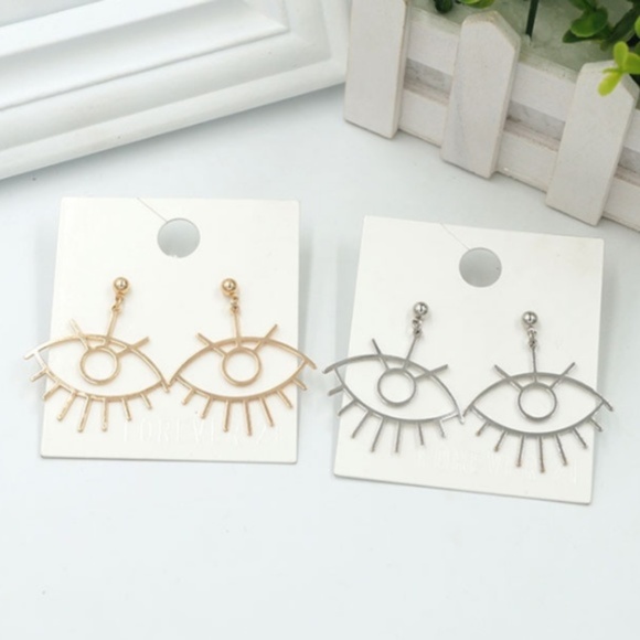 Minimalist Eye Drop Earrings - Picture 3 of 7